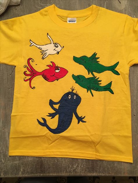 DIY One Fish Two Fish shirt, Dr. Seuss Day One Fish Two Fish Red Fish Blue Fish Costume, Dr Seuss Diy Shirt, Dr Suess Shirts Kids, Diy One Fish Two Fish Shirt Dr. Seuss, Dr Seuss Shirts Kids, Dr. Suess Shirts, Doctor Suess Classroom, Dr Seuss Shirts, Dr. Seuss Shirts