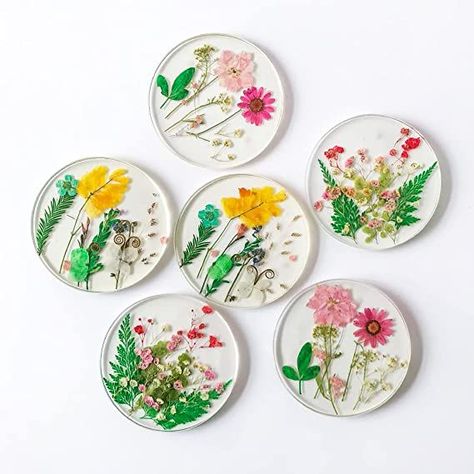 Floral Coasters for Drinks: Handmade Resin Coasters Tabletop Protection Cup Mat Round Coaster Set with Real Flower for Women Coffee Table Home Decor （Set of 6） Crochet Cup Coaster, Floral Coasters, Table Home Decor, Modern Coasters, Unique Coasters, Modern Rainbow, Backyard Entertaining, Home Decor Sets, Enjoy Coffee