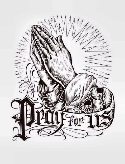 Pray For Us Drawing Lowrider Art Drawings, Praying Hands Drawing, Lowrider Drawings, Traditional Chicano Tattoos, Praying Hands Tattoo Design, Art Chicano, Praying Hands Tattoo, Hands Tattoo, Hands Design