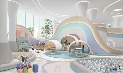 Indoor Playground Business, Inside Playground, Planet Ideas, Planet Kids, Indoor Playground Design, Children's Play Area, Commercial Indoor Playground, Kindergarten Interior, Daycare Design