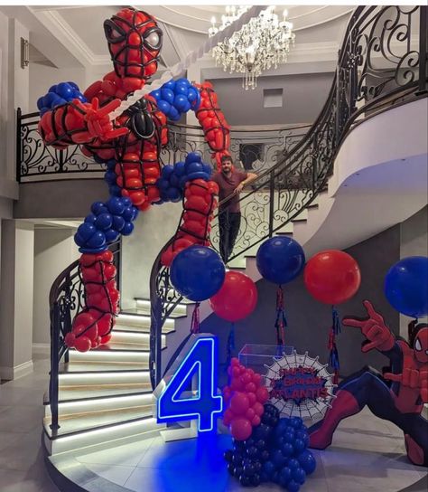 Avengers Birthday Party Decorations, Spiderman Birthday Party Decorations, 3d Spiderman, Big Spiders, Avenger Birthday Party, Spiderman Birthday Party, Avengers Birthday, Spiderman Party, Balloons Birthday