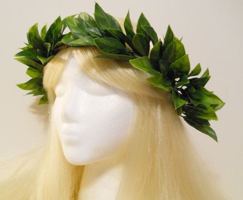 Laurel Wreath Crown Green Leaf Laurel Greek Roman Goddess Laurel Headpiece Grecian Athena Toga, Leaf Hair Hawaiian Greek God Man Woman Girl Laurel Headpiece, Laurel Wreath Diy, Greek Headpiece, Grecian Hair, Grecian Hairstyles, Laurel Wreath Crown, Russian Female, Gold Leaf Crown, Wreath Crown