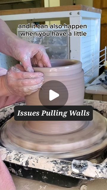 Lyndsey Roberts | Ceramic Arts on Instagram: "Troubleshooting issues you may be having when pulling walls. . . . #pullingtutorial #pullingwalls #troubleshooting #beginnerpotter #tipsandtricks #ceramicsaretrending #potteryartist #potteryarts #ceramicarts #ceramicartworks #processvideo #process #clay #claystagram  #potterystudio #ceramicstudio #ceramics #studiotime #studiolife #ceramicartist #lyndseyroberts #lilacmoonceramics" Pulling Walls Pottery, How To Drill Holes In Ceramic Pots, Pottery Clay Weight Chart, Pottery Pulling Up, Slump Mold Pottery, How To Center Clay On Wheel, Pottery Crafts, March 20, Ceramic Studio