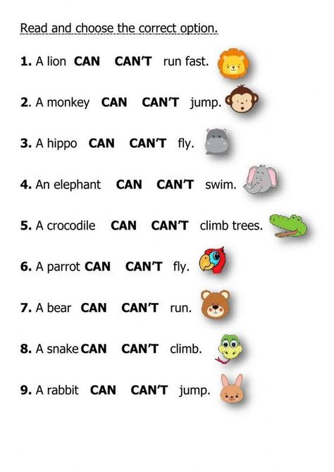 English Animals Worksheet, I Can Worksheet For Kids, Activities For Primary School Kids, Grade 2 Lessons, Animals Worksheet For Grade 1, Grade 2 English Worksheets, Animals Activities For Kids, Language Learning Activities, Animals Worksheet