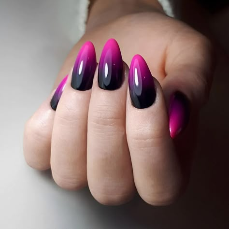 Black Ombre Nails - Try Something Different On Your Nails – DTK Nail Supply Dark Ombré Nails, Dark Ombre Nails, Pink Black Nails, Black Ombre Nails, Pink Nail Colors, Unghie Sfumate, Unghie Nail Art, Pink Ombre Nails, Black Nail Art