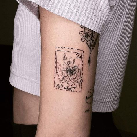 Vietnam Tattoo, Small Back Tattoos, Stamp Tattoo, Typography Tattoo, French Tattoo, City Tattoo, Petite Tattoos, Doodle Tattoo, Card Tattoo