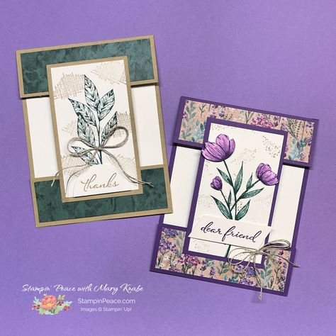 Easy-to-make WOW cards are my specialty and my favorite thing to make and share with you. Plus, they get rave results from the people receiving them. The Split Front Card I demonstrate in this video Lavender Stamp, Painted Lavender, Leaf Cards, Fun Folds, Nature Card, Card Layouts, Card Techniques, Thanks Card, Fold Cards