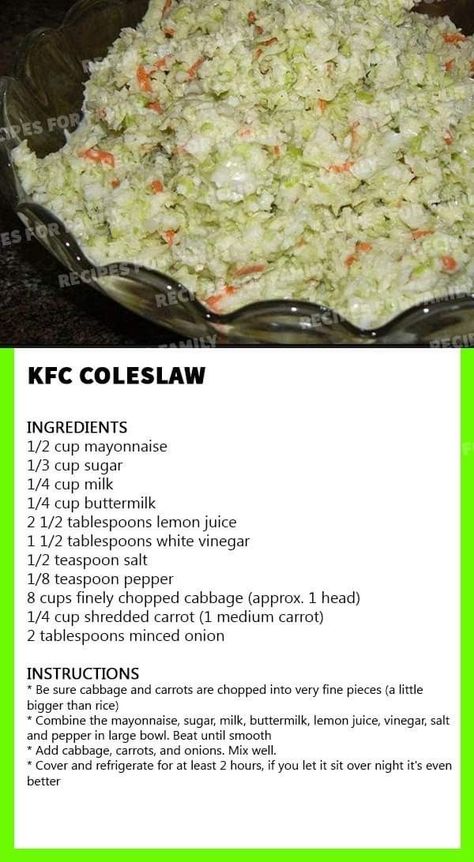 Best Coleslaw Recipe, Kfc Coleslaw Recipe, Coleslaw Recipe Easy, Kfc Recipe, Coleslaw Dressing, Homemade Coleslaw, Fresh Salad Recipes, Salad Dressing Recipes Homemade, Copykat Recipes