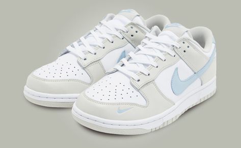 Step into Spring 2024 with the women's exclusive Nike Dunk Low Light Bone Light Armory Blue. Find release information and images here. Shoes For Women 2024 Spring, Light Blue Dunks, Nike Dunk Low Light Bone, Nike Dunks Women, Dunk Low Light Bone, Blue Shoes Women, Light Blue Shoes, Girls Basketball Shoes, Shoes For School