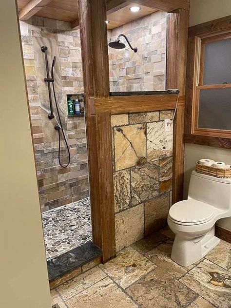 Bathroom Makeover Ideas, Rustic Bathroom Shower, Rustic Bathroom Remodel, Barn Bathroom, Rustic Shower, Bathroom Transformation, Cabin Bathrooms, Rustic Bathroom Vanities, Rustic Bathroom Designs