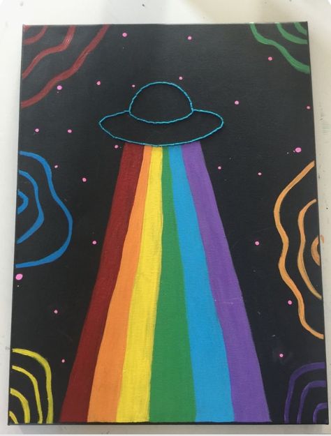 Rainbow Painting Ideas, Big Drawings, Canvas Aesthetic Painting, Canvas Easy Painting Ideas, Canvas Easy Painting, Painting Ideas On Canvas Aesthetic, Cute Easy Paintings, Markers Art, Aesthetic Painting Ideas