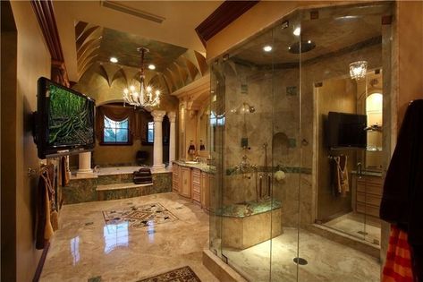 Tuscan Tile, Limestone Floors, Holiday Lifestyle, Mediterranean Bathroom, Mediterranean Interior Design, Traditional Bathroom Designs, Luxury Master Bathrooms, Master Bathrooms, Corinthian Column