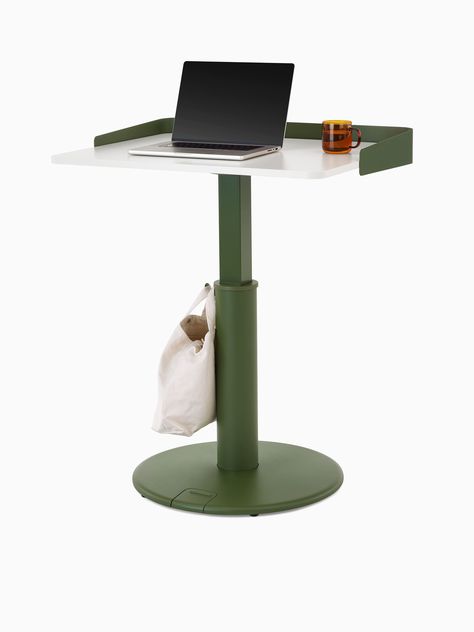 OE1 Sit-to-Stand Table - Collaborative Furniture - Herman Miller Collaborative Furniture, Herman Miller Furniture, Column Base, Stand Table, Sit To Stand, Green Wrap, Adjustable Height Table, Adjustable Table, Work At Home