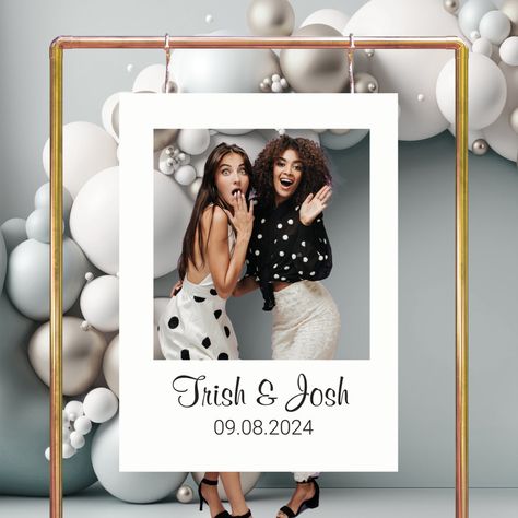 Polaroid Frame For Photo Booth, Frame For Pictures Photo Booths, Frame Props For Pictures, Diy Selfie Frame Photo Booths, Photographer Pop Up Booth, Polaroid Photo Backdrop, First Step Baby Party Idea, Giant Frame Photo Booth, Diy Photo Prop Frame