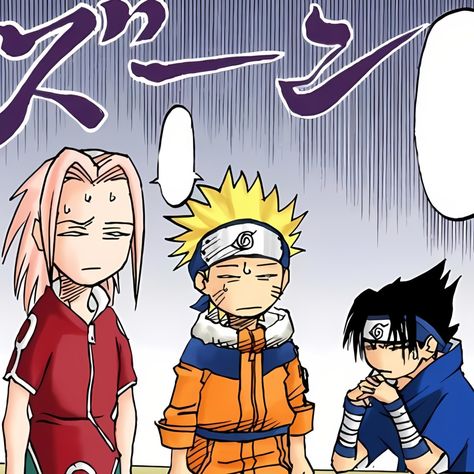 Naruto Team 7 Genin, Team 7 Official Art, Kid Naruto Manga, Team 7 Icon, Naruto Official Art Manga, Team 7 Manga, Sasuke Genin, Naruto Genin, Sakura Naruto Sasuke