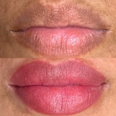 Dark lip neutralization lip blush #lips #lipblush #liptattoo #permanentlips #permanentmakeup #cosmetictattoo Dark Lip Neutralization, Lip Blush Black Women, Lip Blushing Black Women, Yvonne Core, Lip Neutralization, Lip Color Tattoo, Blush For Dark Skin, Blush Lips, Lip Blushing