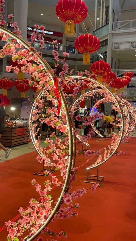 Chinese New Year Backdrop, Alabang Town Center, Lunar New Year Decoration, Marriage Hall Decoration, Asian Wedding Decor, Chinese New Year Dragon, Wedding Stage Backdrop, Chinese Decor, Party Setup