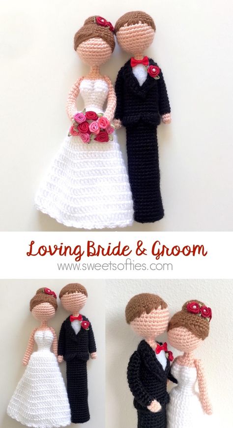 Crochet Wedding Gift, Wedding Crochet Patterns, Wedding Crochet, Amigurumi Yarn, Wedding Gifts For Bride And Groom, Handmade Wedding Gifts, Diy Wedding Gifts, Stuffed Dolls, Wedding Doll