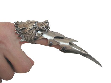 Claw ringMore Pins Like This At FOSTERGINGER @ Pinterest Morticia Costume, Finger Armor, Evil Grin, Wolf Ring, Pretty Knives, Claw Ring, Wolf Head, Fantasy Jewelry, Hand Jewelry