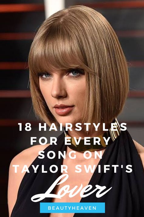 18 hairstyles for every song on Taylor Swift's Lover album: Taylor Swift hairstyles over the years Taylor Swift Lover Hairstyle, Taylor Swift Braided Hair, Love Story Hair Taylor Swift, Lover Hairstyle, Taylor Swift Bun Hairstyle, Taylor Swift Love Story Hairstyle, Taylor Swift Updo With Bangs, Lover Album Taylor Swift, Taylor Swift Bangs Straight Hair