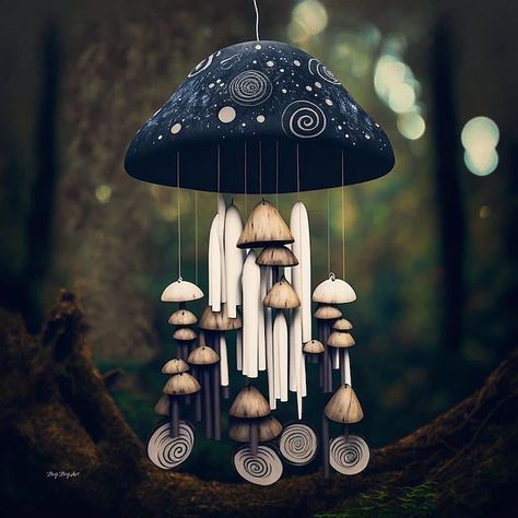 Mushroom Resin, Carillons Diy, Black Mushroom, Mushroom Crafts, Witchy Crafts, Mushroom Decor, Bohol, Mushroom Art, Nature Crafts