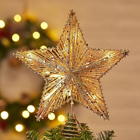 Christmas Star Tree Topper, Christmas Tree Star Topper, Starry Lights, Christmas Topper, Bulb String Lights, Christmas Tree Star, Star Tree, Holiday Tree Decorations, 3d Star