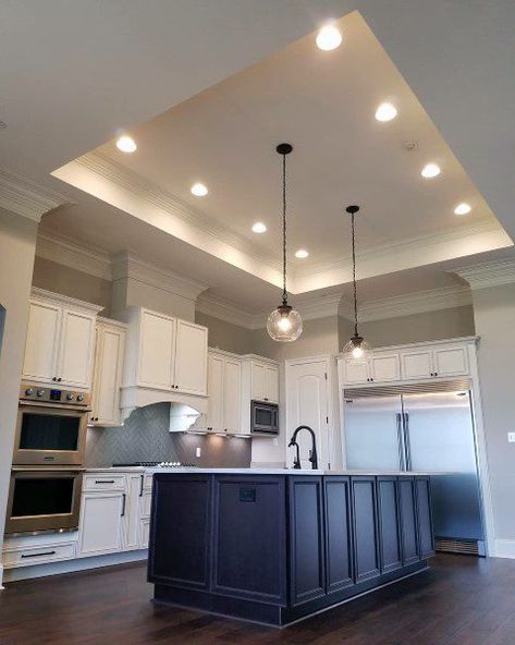 Top 50 Best Tray Ceiling Ideas - Overhead Interior Designs Recessed Ceiling Ideas, Tray Ceiling Ideas, Kitchen Ceiling Design, Plaster Ceiling Design, Gypsum Ceiling Design, Trey Ceiling, New Ceiling Design, Interior Design Minimalist, Interior Ceiling Design