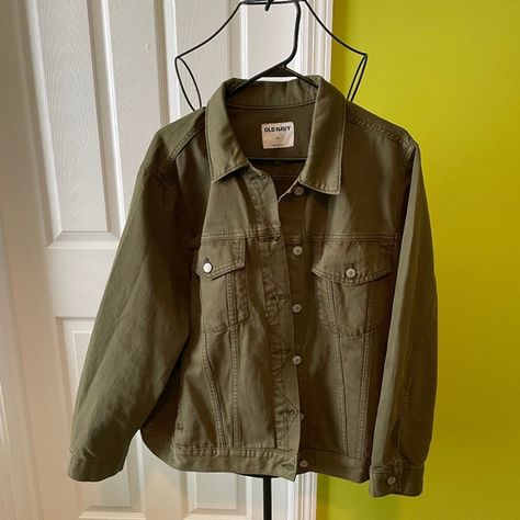 Old Navy Olive Green Jean Jacket Size 3X Green Jean Jacket Outfit, Green Jean Jacket, Olive Green Jeans, Green Denim Jacket, Demin Jacket, Jean Jacket Outfits, Green Jeans, Navy Jackets, Bomber Jackets