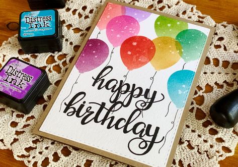 Balloon Stencil, Balloon Background, Small Balloons, Stamping Tools, Art Birthday, Some Cards, Happy Birthday Card, Self Made, Craft Blog