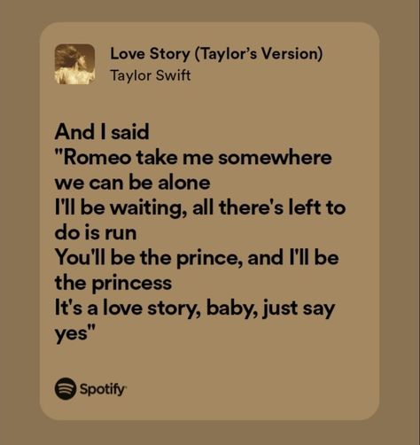 Love Story Spotify Lyrics, Love Story Taylor Swift Spotify, Love Story Song Taylor Swift, Love Story Taylor Swift Lyrics, Love Story Song Lyrics, Love Story Lyrics, Love Story Taylor Swift, Love Song Lyrics Quotes, Story Lyrics