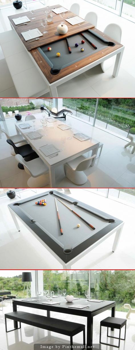 Dining and Pool Table Combination: Fusion Tables Pool Dining Table, Pool Dining, Outdoor Pool Table, Pool Table Dining Table, Pool Table Room, Pool Tables, Kitchen Farmhouse, Dining Table Design, 60 Seconds