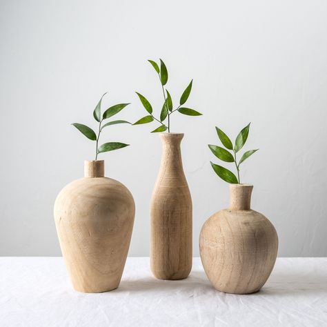 Paulownia Wood Vase - Magnolia Market | Chip Vasos Vintage, Memorial Vase, Wooden Vases, Living Room Mantel, Wood Houses, Magnolia Market, Wooden Vase, Wood Vase, Wooden Flowers