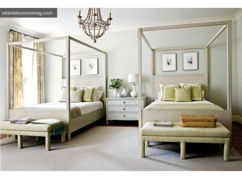 phoebe howard Twin Bedroom, Four Poster, Poster Bed, Atlanta Homes, White Furniture, Office Inspiration, Guest Bedrooms, Twin Bed, Beautiful Bedrooms