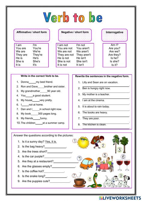 To Be Worksheet, Verbo To Be, Verb To Be, Simple Present Tense, Simple Present, Grammar Exercises, English Exercises, The Verb, Verb Worksheets