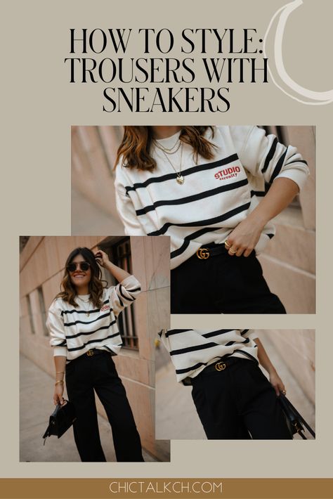 If you’re ready to shake up your wardrobe and give your look a modern edge, pairing trousers with sneakers is a great way to do it. Styling trousers with sneakers can be intimidating for some, but it doesn’t have to be. With a few simple tips, you can create a stylish, casual outfit that’s perfect for any occasion. Dress Pants With Sneakers, Trousers And Sneakers Outfit, Styling Trousers, Trousers With Sneakers, Trousers And Sneakers, Street Style Fall Outfits, Chic Sneakers, Style Trousers, Street Style Summer