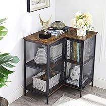 Plant Shelf Kitchen, Corner Cabinet With Doors, Small Corner Cabinet, Corner Accent Table, Shelves Industrial, Kitchen Brown, Industrial Tv Stand, Corner Storage Cabinet, Space Living Room