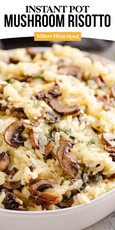 Instant Pot Mushroom Risotto is a rich and delicious recipe made in your pressure cooker for an easy vegetarian dinner or decadent side dish! Easy Risotto, Risotto Recipes Easy, Scallops Recipe, Asparagus Recipes Roasted, Mushroom Risotto Recipes, Chicken Risotto, Dried Porcini Mushrooms, Dinner Delicious, Easy Vegetarian Dinner