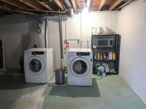 Unfinished Laundry Room Ideas, Unfinished Laundry Room, Unfinished Basement Laundry, Basement Laundry Room Ideas, Unfinished Basement Walls, Basement Window Replacement, Unfinished Basement Bedroom, Unfinished Basement Ceiling, Basement Laundry Room Makeover