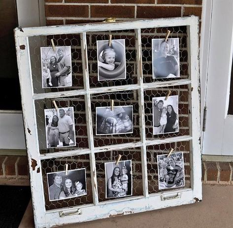 Jendela Vintage, Pic Frame Ideas, Window Picture Frames, Old Windows Repurposed, Tv Niche, Window Frame Crafts, Cadre Photo Diy, Old Window Crafts, Door Picture Frame