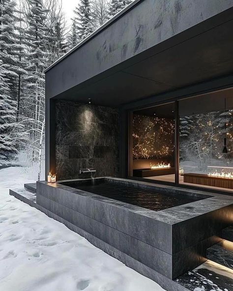 Mountain Hotels Design, Winter Modern House, Modern House In The Mountains, Norway House Interior, Minimalistic Cabin, Black Mountain House, Modern Chalet Interior Design, Spa Exterior Design, Modern Chalet Architecture