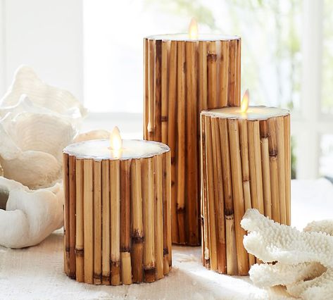 Floating Tea Candles, Autumn Bathroom Decor, Autumn Bathroom, Bamboo Candle, Simple Bathroom Decor, Boho Bathroom Decor, Bamboo Decor, Bamboo Crafts, Wall Candle Holders