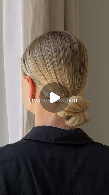 Stine Eleonora Honoré on Instagram: "HOW TO: TWISTED LOW BUN

such a chic hairstyle for summer, and a go to on bad hair days!! 

#hairstyle #hairupdo #lowbun #hairtutorial" Hairstyles For Buns Easy, Short Hair Low Bun, Easy Low Bun Hairstyles, Twisted Low Bun, Natural Hair Bun, Hair Accessories Updo, Hairstyle For Summer, Bun Short Hair, Cut Bangs