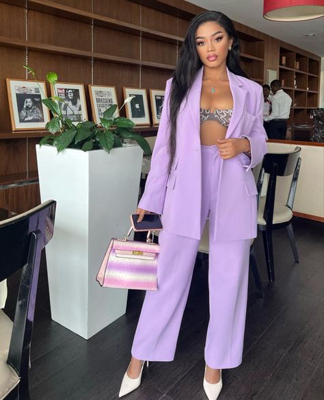 Shades Of Purple Outfit, Purple Outfit Ideas, African Print Maxi Skirt, Purple Outfit, Blazer Outfits Casual, Club Fits, Purple Outfits, Classy Work Outfits, Graduation Outfit