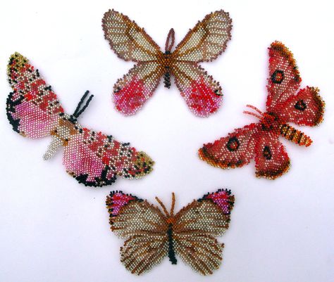 Beaded Butterflies, Beaded Creatures, Three Butterflies, 3 Butterflies, Butterfly Live, Crochet Butterfly Pattern, Butterfly Dragonfly, Beaded Butterfly, The Poison