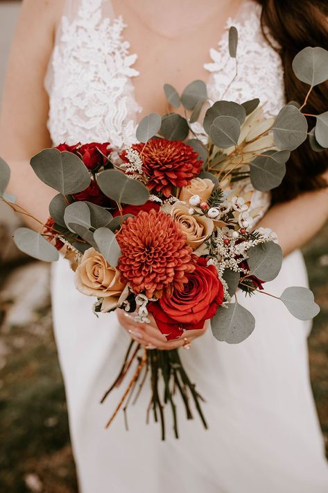 Surprise Vow Renewal, Orange Dahlias, Orange Wedding Bouquet, Small Wedding Bouquets, Fall Wedding Bouquet, Orange Bouquets, Nashville Bride, Cascading Wedding Bouquets, Red Bouquet Wedding