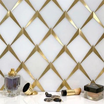 Mosaic Tile: Backsplash, Floor, Bathroom & More | Tile Club – Page 2 Diamond Tile Pattern, Mosaic Tile Sheets, Gold Tile, Mosaic Tile Backsplash, Calacatta Gold Marble, Diamond Tile, Floor Kitchen, Marble Mosaic Tiles, Gold Kitchen