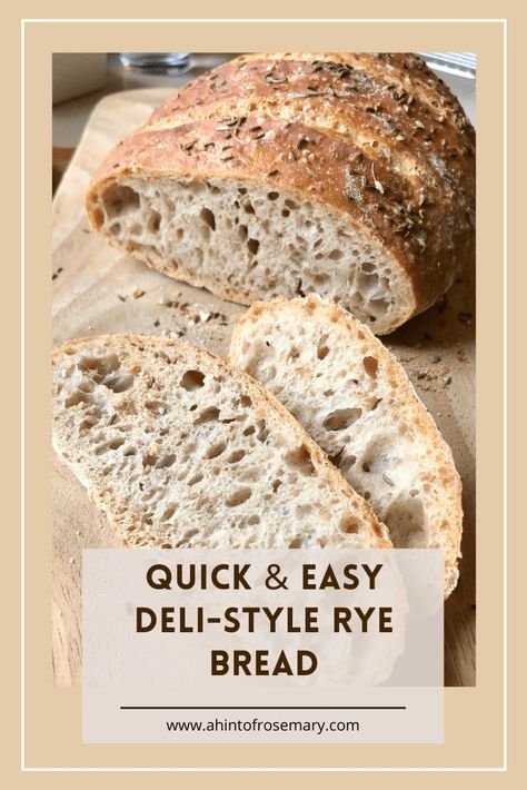 Once your dough is hangin' out in your fridge, this amazing Quick & Easy Deli-Style Rye Bread takes just 5 minutes of hands on time. Really. And it is so full of texture and flavor. ? A Hint of Rosemary #artisanbreadinfive #ryebread #artisanbread #ahintofrosemary #homemadebread Deli Rye Bread Recipe, Homemade Rye Bread, Multigrain Bread Recipe, Sourdough Rye Bread, Rye Bread Recipes, Vegan Baking Recipes, Pork Recipes Easy, Artisan Bread Recipes, Austrian Recipes