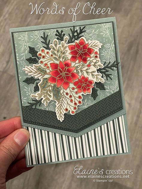 Christmas Card Layouts, Merriest Moments, Cheers Card, Stampin Up Birthday Cards, Poinsettia Cards, Beautiful Christmas Cards, Stampin Up Christmas Cards, Homemade Christmas Cards, Card Layouts