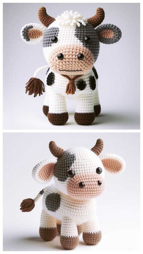 Crochet Cow Marlee Amigurumi Free Pattern - Free Amigurumi Cow Free Pattern Crochet, Crochet Pattern For Cow, Crochet Amigurumi Cow Free Pattern, Crochet Cow Patterns Free, Crochet Highland Cow Pattern Free Amigurumi Cows, How To Crochet A Cow, Arigumi Crochet Amigurumi, Crocheted Bugs, Free Crochet Cow Pattern