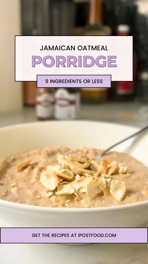 Jamaican Oatmeal Porridge - TheShyFoodBlogger Jamaican Porridge, Cornmeal Porridge Recipes, Quick Dinner Ideas Chicken, Jamaican Cornmeal Porridge Recipe, Porridge Ideas, Porridge Healthy, Caribbean Dinner, Banana Porridge, Easy Scrambled Eggs